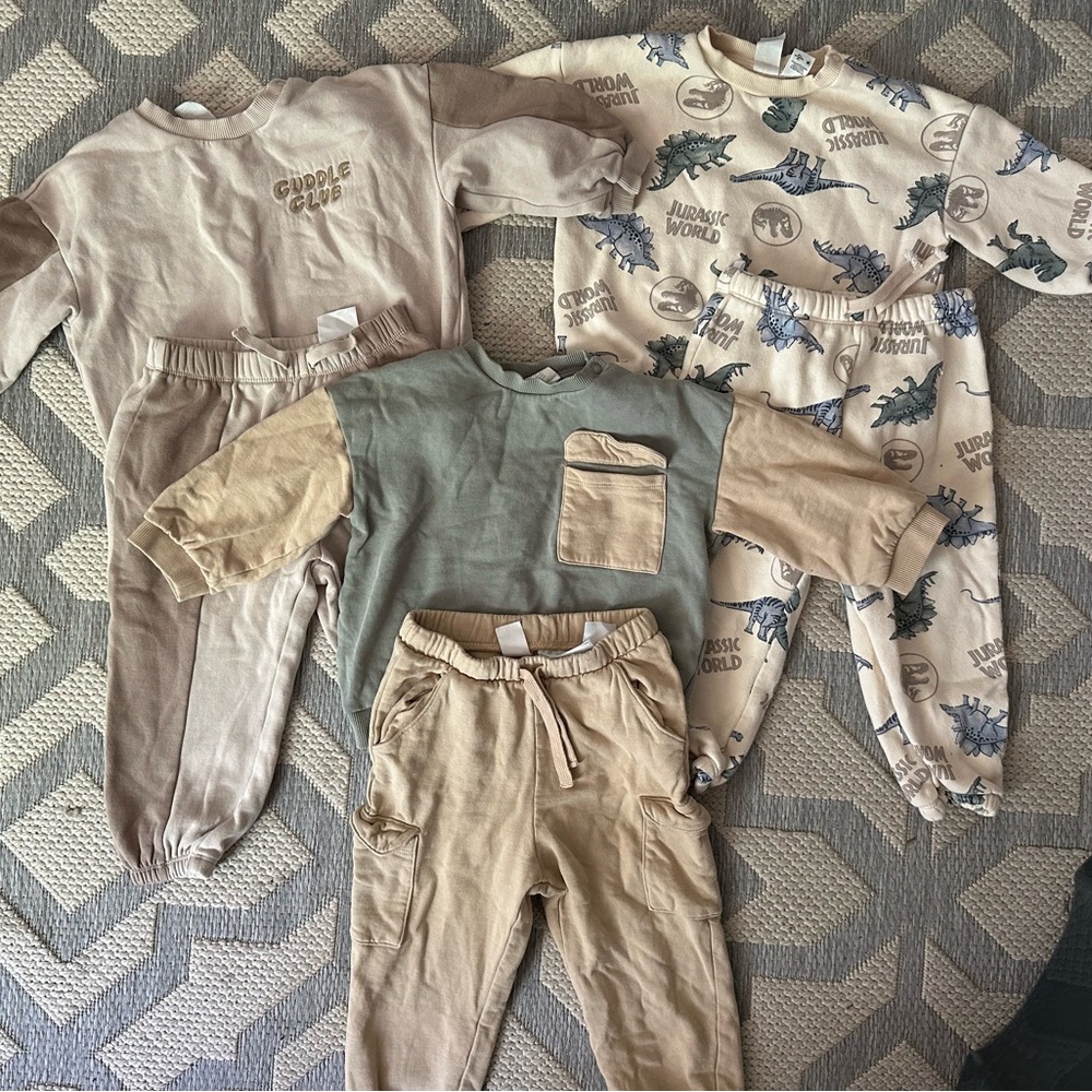 H&M Kids Matching Sets - Beige, Green, Blue
